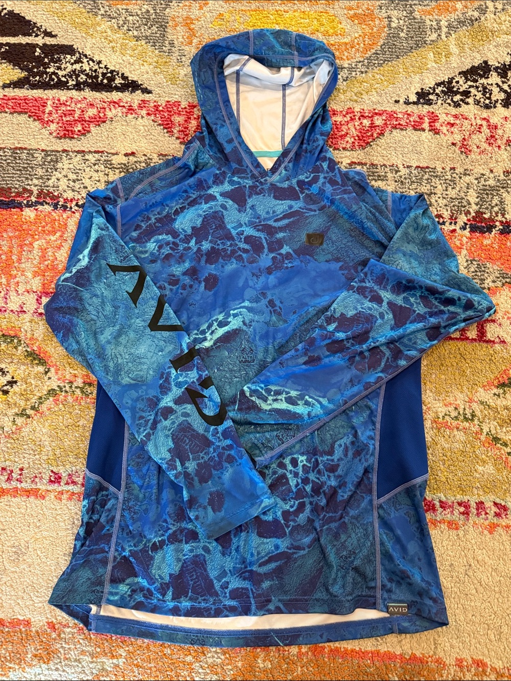 Men’s Blue Patterned Swim Hoodie Rash Guard - AVID